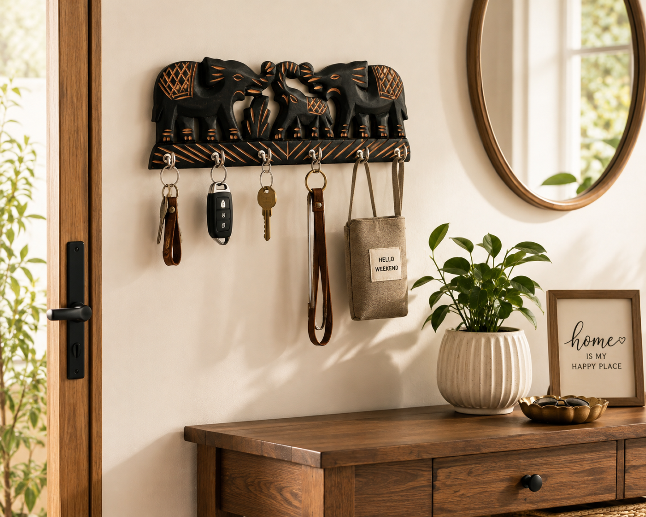 elephant family mango wood key hanger (2) elephant family mango wood key hanger (2)