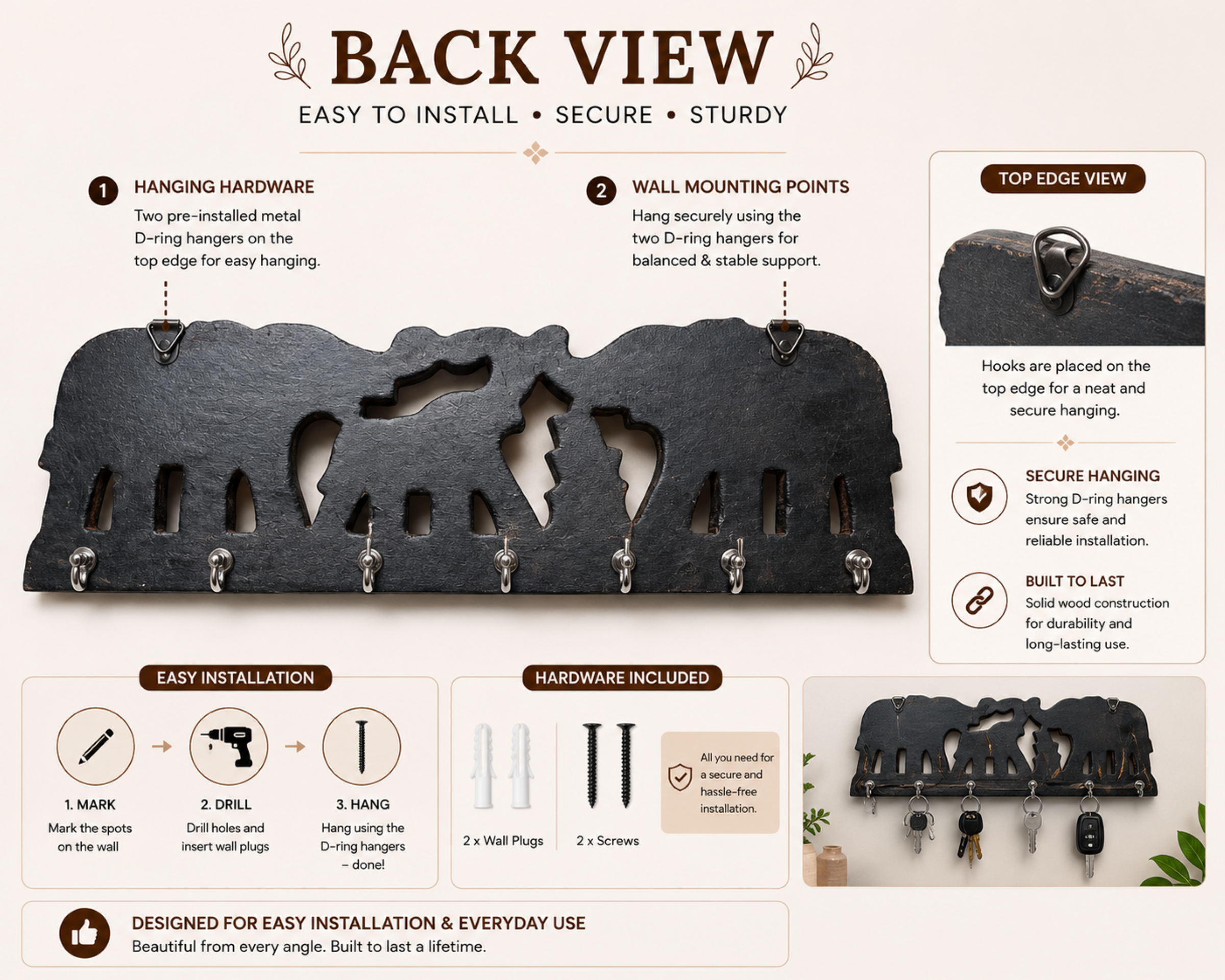 elephant family mango wood key hanger (6) elephant family mango wood key hanger (6)