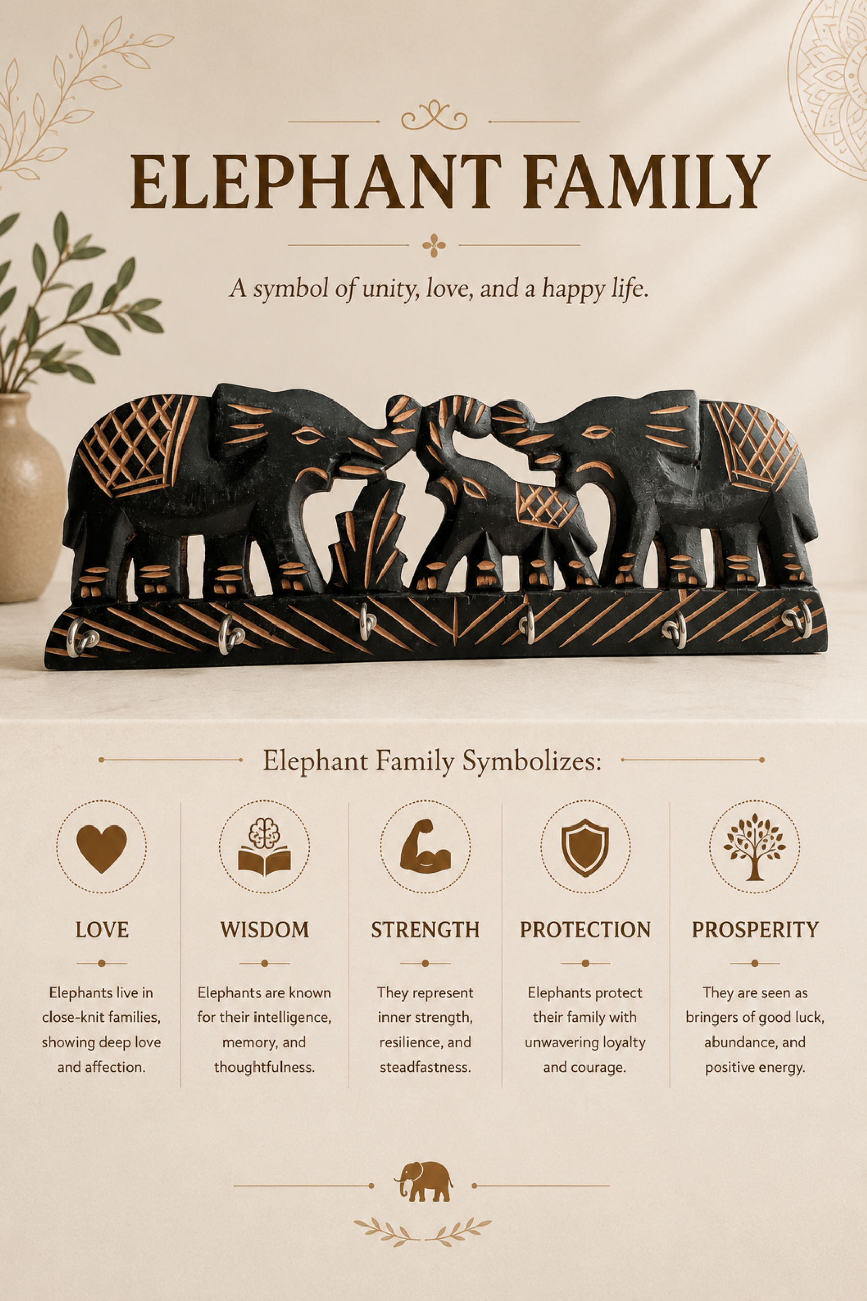 elephant family mango wood key hanger (7) elephant family mango wood key hanger (7)