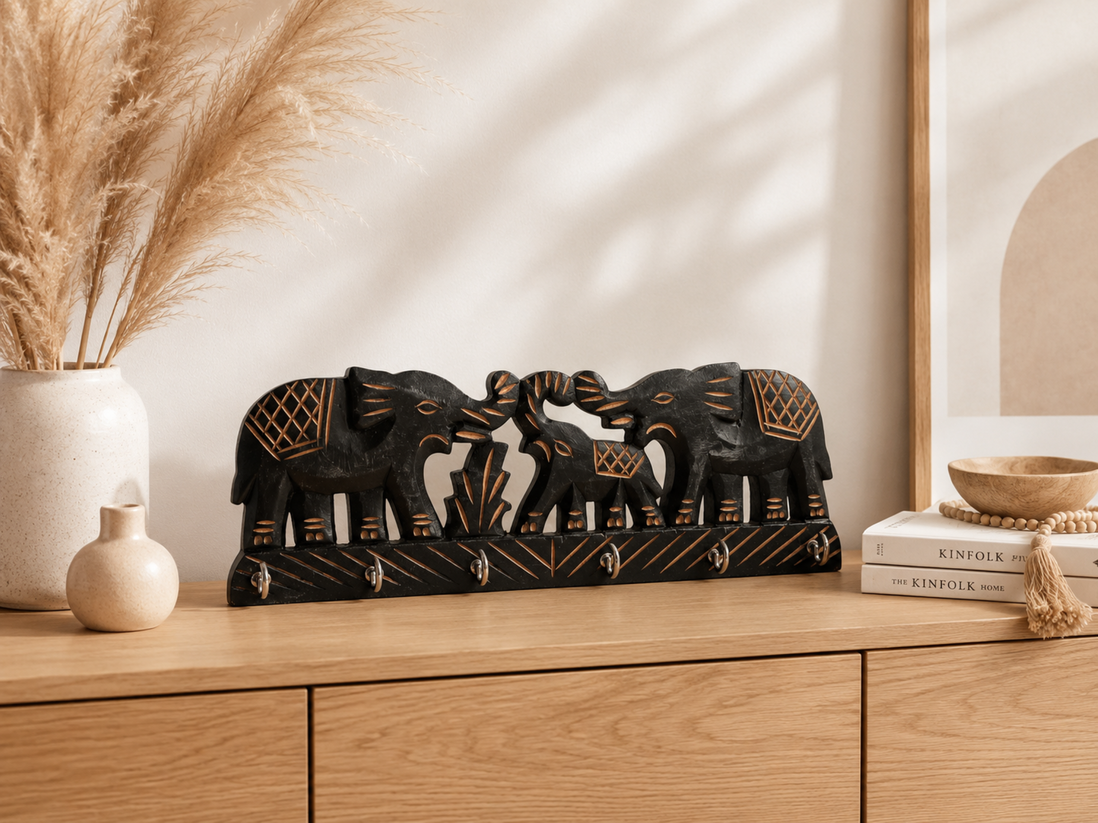 elephant family mango wood key hanger (9) elephant family mango wood key hanger (9)